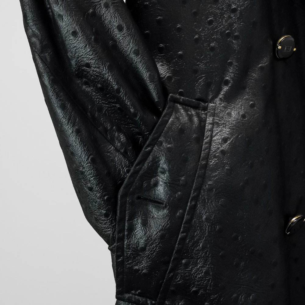 *SOLD* Escada Black Mink Collar Trench Coat - Picture 9 of 16